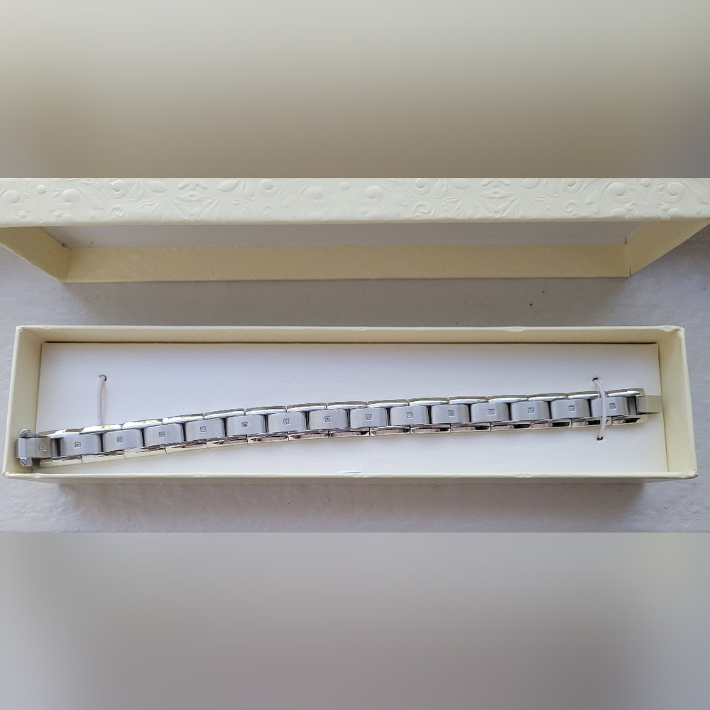 1/10CTTW Diamond Stainless Steel Bracelet, 8.5"